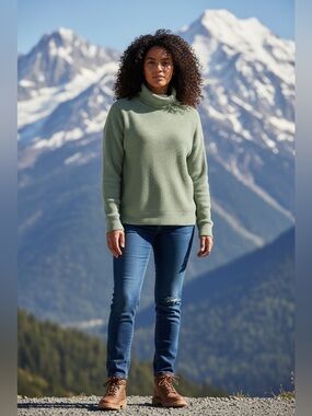 Sarah Bentley Turtleneck Ribbed Knit Sweater-EUC